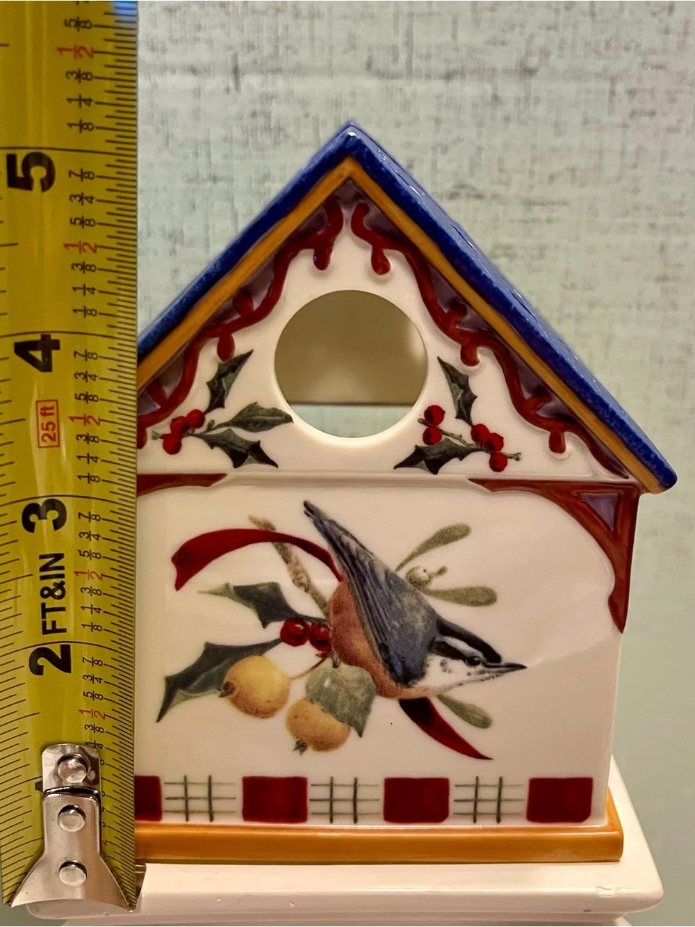 VINTAGE Lenox Winter Greetings Ceramic Votive Holder NUTHATCH BIRD EUC